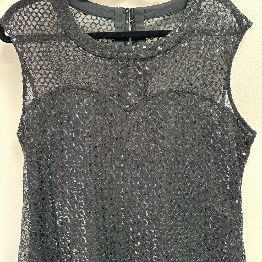 Express Sequence Shimmering Black Mini Dress L - image 7